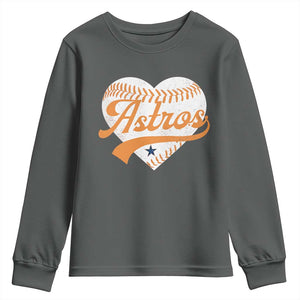 Retro Astro Script Name Youth Sweatshirt Baseball Heart Vintage Sports Fans TS10 Dark Heather Print Your Wear