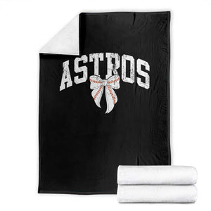 Retro Astro Varsity Name Throw Blanket Baseball Coquette Bow TS10 Black Print Your Wear