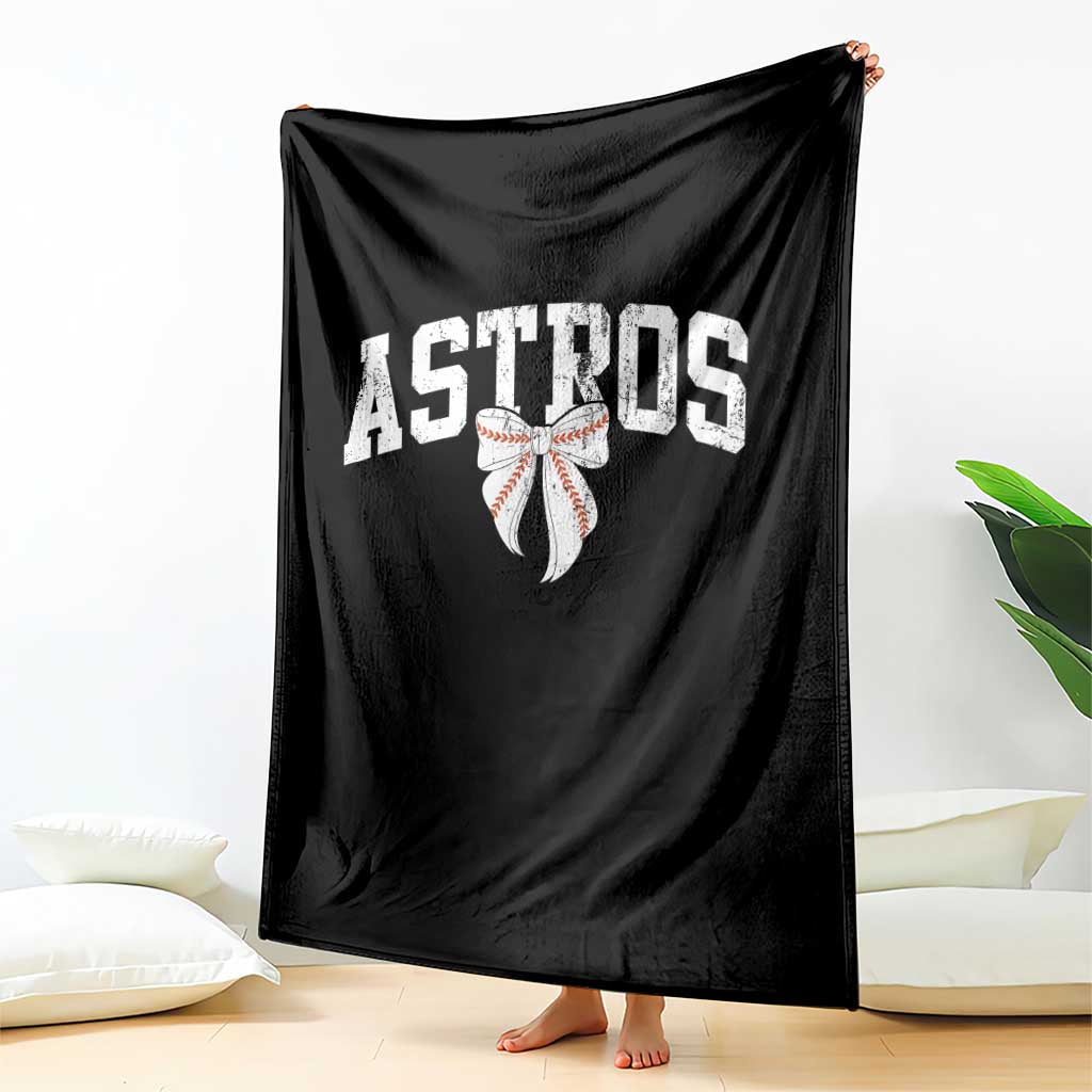 Retro Astro Varsity Name Throw Blanket Baseball Coquette Bow TS10 Print Your Wear