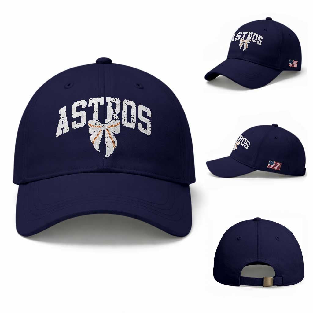 Retro Astro Varsity Name Baseball Cap Baseball Coquette Bow TS10 Baseball Cap Universal Fit Dark Blue Print Your Wear