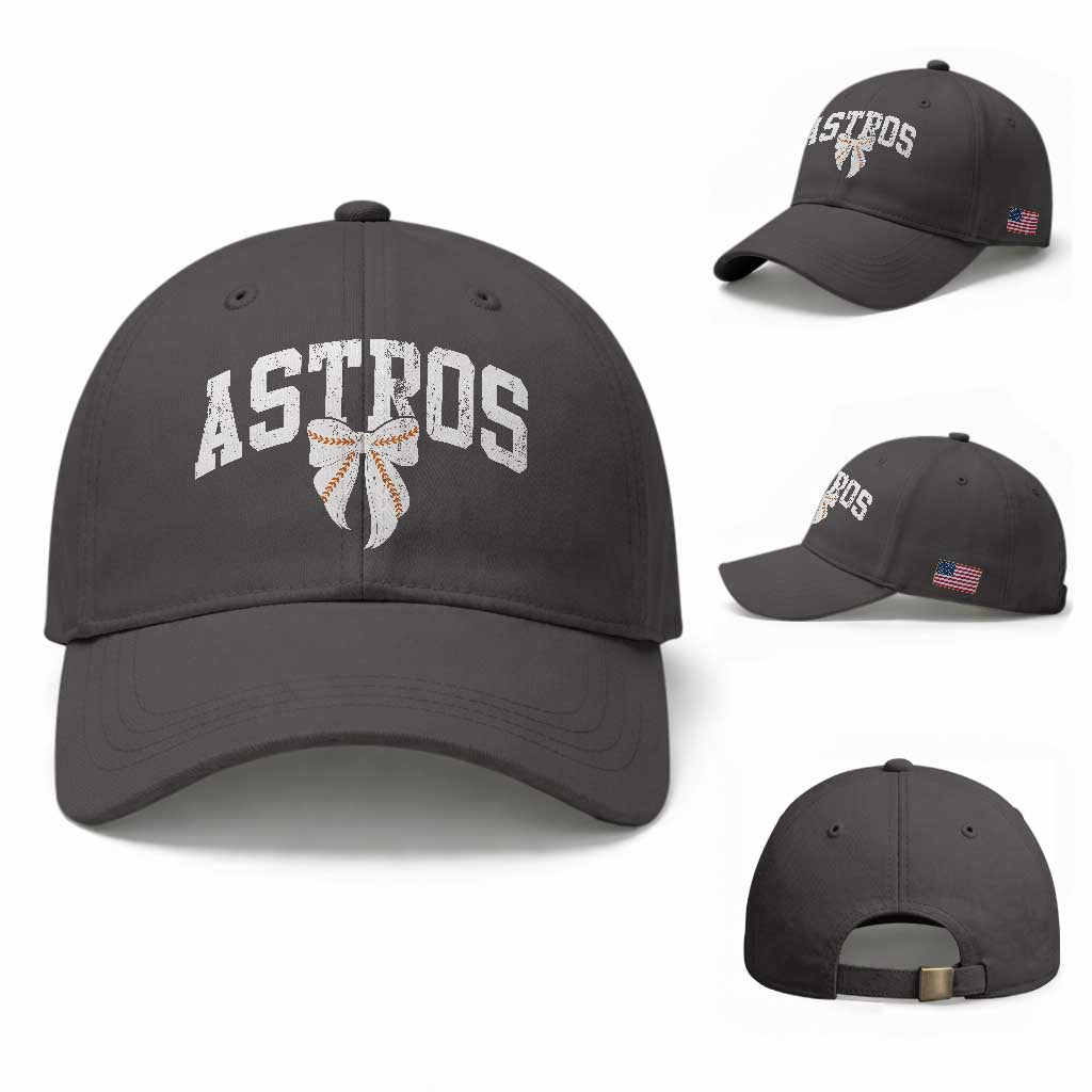 Retro Astro Varsity Name Baseball Cap Baseball Coquette Bow TS10 Baseball Cap Universal Fit Dark Gray Print Your Wear