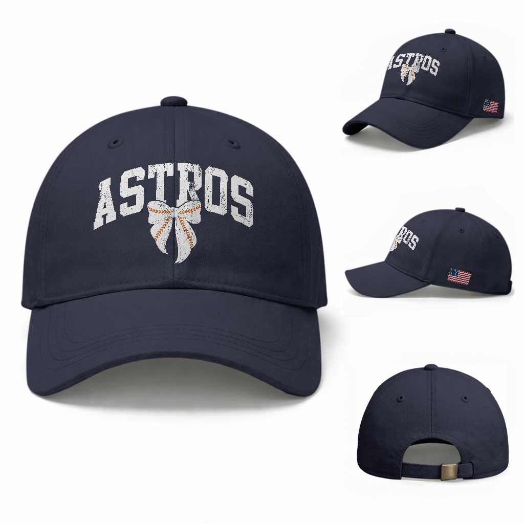 Retro Astro Varsity Name Baseball Cap Baseball Coquette Bow TS10 Baseball Cap Universal Fit Navy Print Your Wear