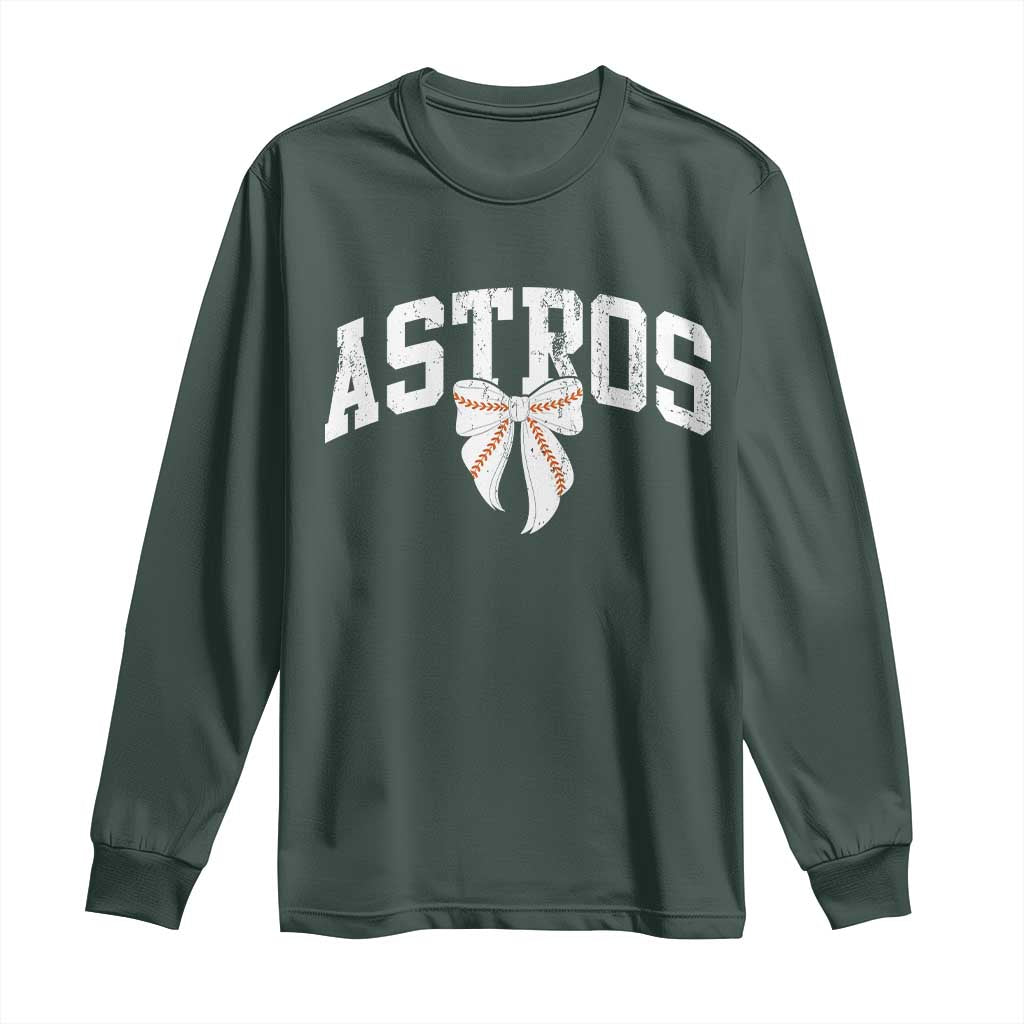 Retro Astro Varsity Name Long Sleeve Shirt Baseball Coquette Bow TS10 Dark Forest Green Print Your Wear