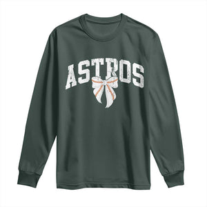 Retro Astro Varsity Name Long Sleeve Shirt Baseball Coquette Bow TS10 Dark Forest Green Print Your Wear
