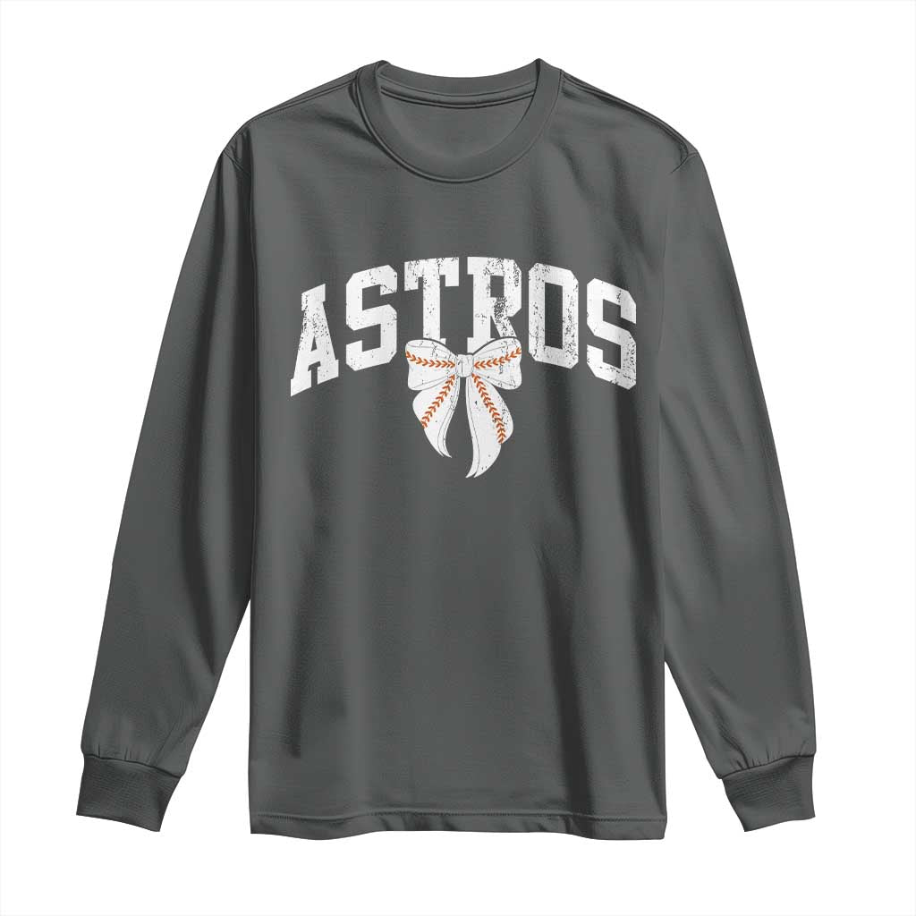 Retro Astro Varsity Name Long Sleeve Shirt Baseball Coquette Bow TS10 Dark Heather Print Your Wear