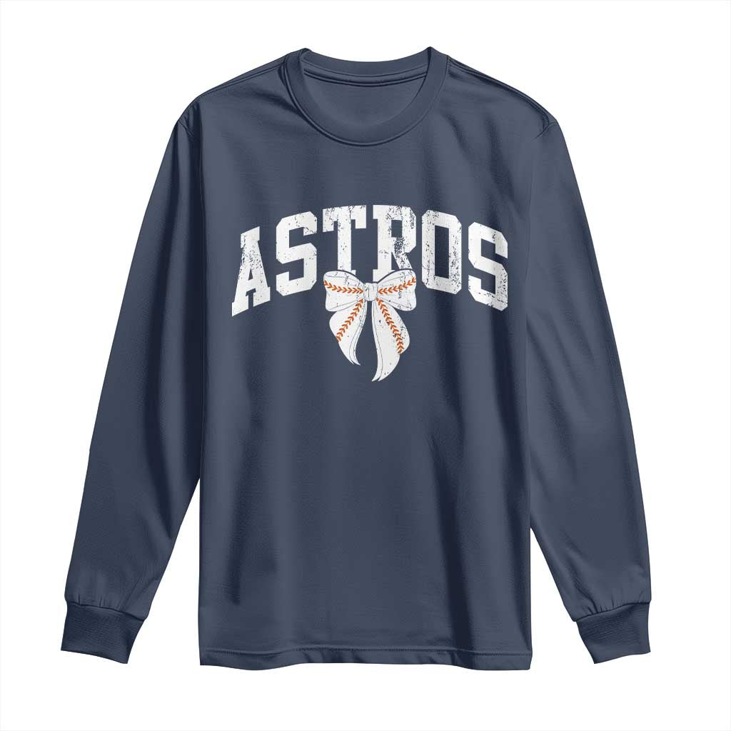 Retro Astro Varsity Name Long Sleeve Shirt Baseball Coquette Bow TS10 Navy Print Your Wear