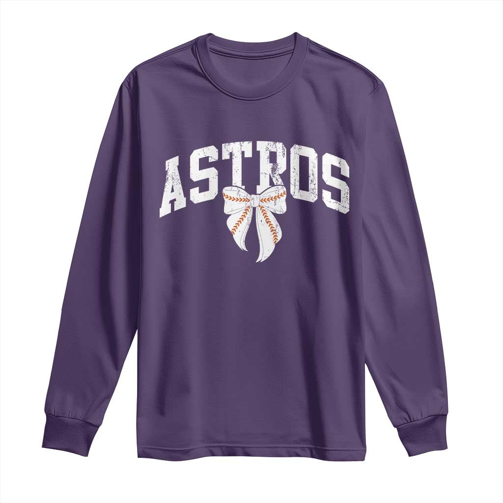 Retro Astro Varsity Name Long Sleeve Shirt Baseball Coquette Bow TS10 Purple Print Your Wear