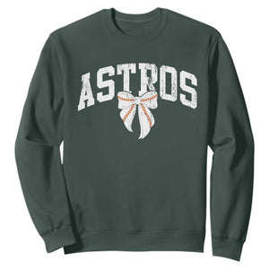 Retro Astro Varsity Name Sweatshirt Baseball Coquette Bow TS10 Dark Forest Green Print Your Wear