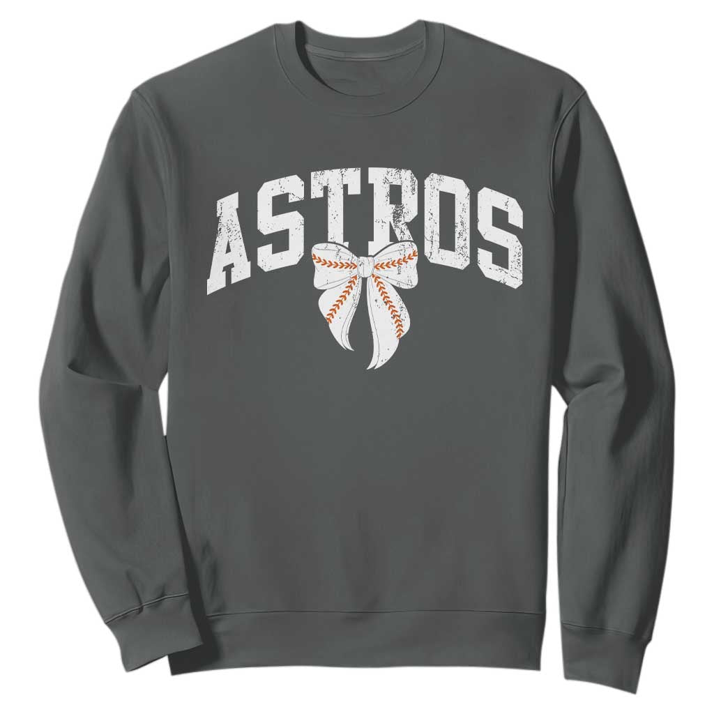 Retro Astro Varsity Name Sweatshirt Baseball Coquette Bow TS10 Dark Heather Print Your Wear