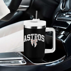 Retro Astro Varsity Name Tumbler With Handle Baseball Coquette Bow TS10 Print Your Wear