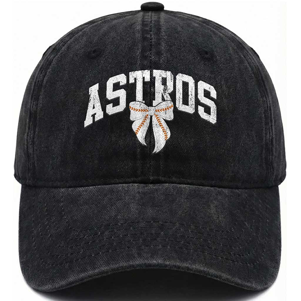 Retro Astro Varsity Name Washed Cotton Baseball Cap Baseball Coquette Bow TS10 Print Your Wear