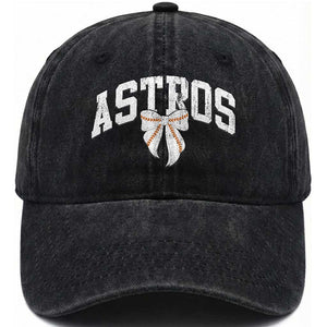 Retro Astro Varsity Name Washed Cotton Baseball Cap Baseball Coquette Bow TS10 Print Your Wear