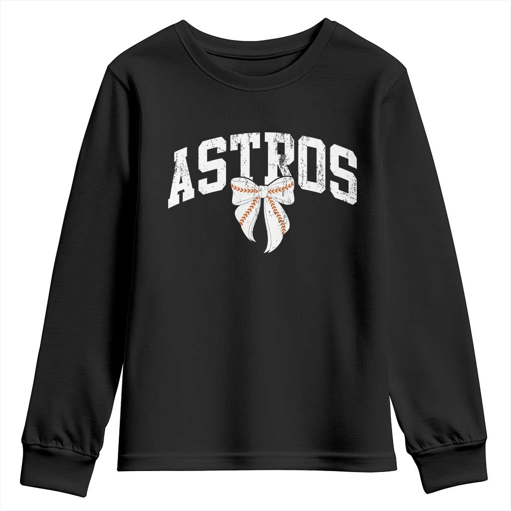 Retro Astro Varsity Name Youth Sweatshirt Baseball Coquette Bow TS10 Black Print Your Wear