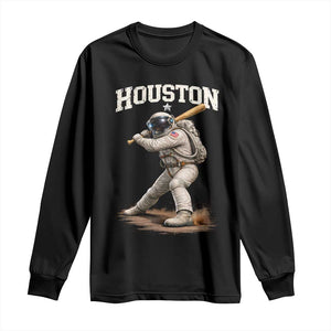 Houston Astronaut Baseball Player Long Sleeve Shirt Clutch City TS10 Black Print Your Wear