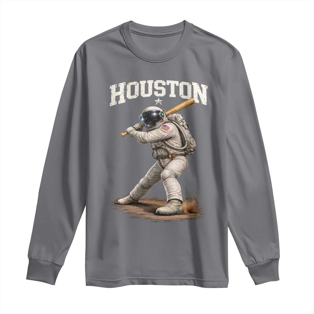 Houston Astronaut Baseball Player Long Sleeve Shirt Clutch City TS10 Charcoal Print Your Wear