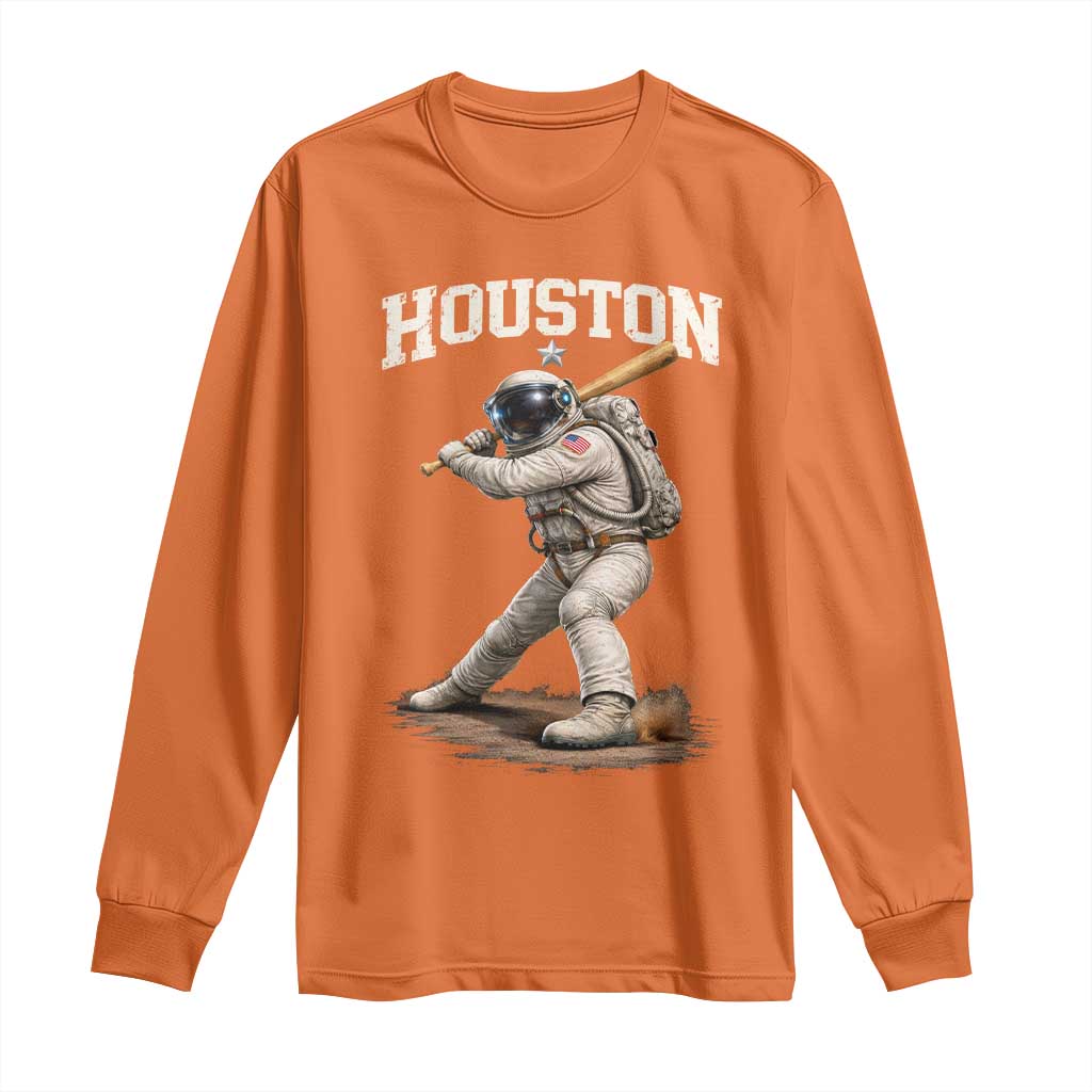Houston Astronaut Baseball Player Long Sleeve Shirt Clutch City TS10 Orange Print Your Wear
