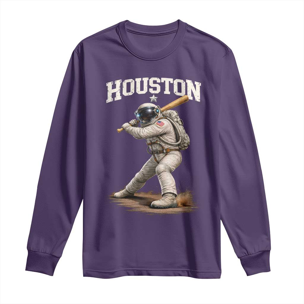 Houston Astronaut Baseball Player Long Sleeve Shirt Clutch City TS10 Purple Print Your Wear
