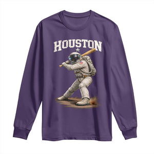 Houston Astronaut Baseball Player Long Sleeve Shirt Clutch City TS10 Purple Print Your Wear