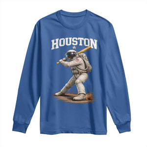 Houston Astronaut Baseball Player Long Sleeve Shirt Clutch City TS10 Royal Blue Print Your Wear