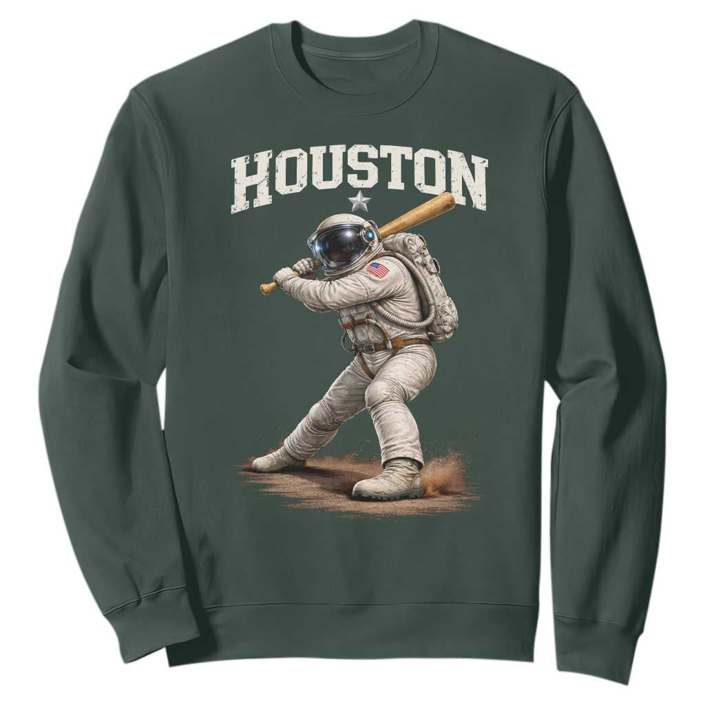 Houston Astronaut Baseball Player Sweatshirt Clutch City TS10 Dark Forest Green Print Your Wear