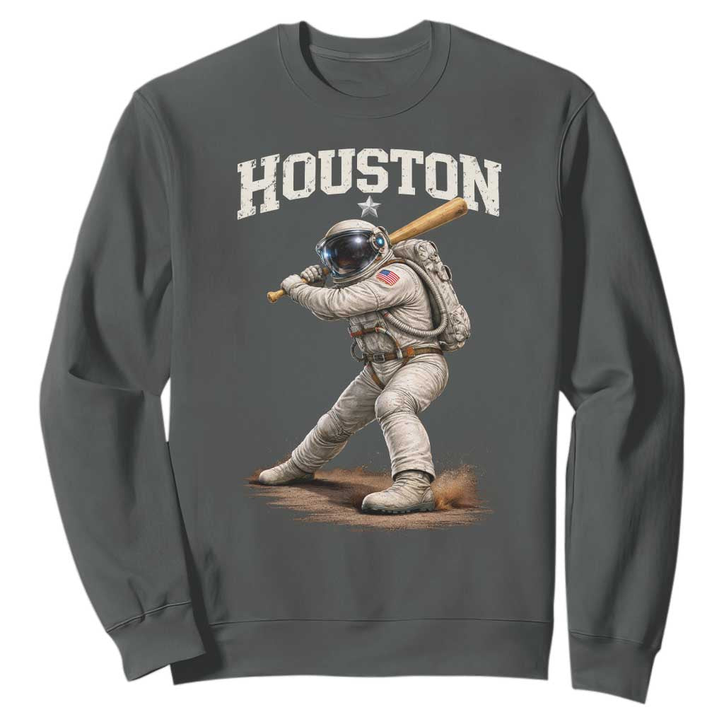 Houston Astronaut Baseball Player Sweatshirt Clutch City TS10 Dark Heather Print Your Wear