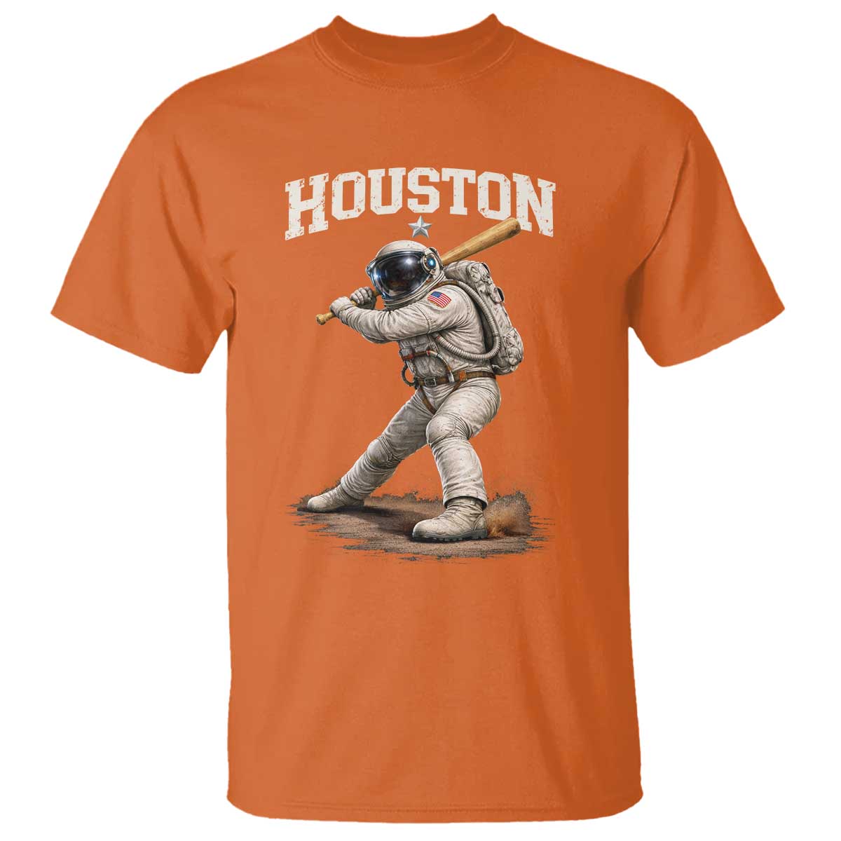 Houston Astronaut Baseball Player T Shirt Clutch City TS10 Orange Print Your Wear
