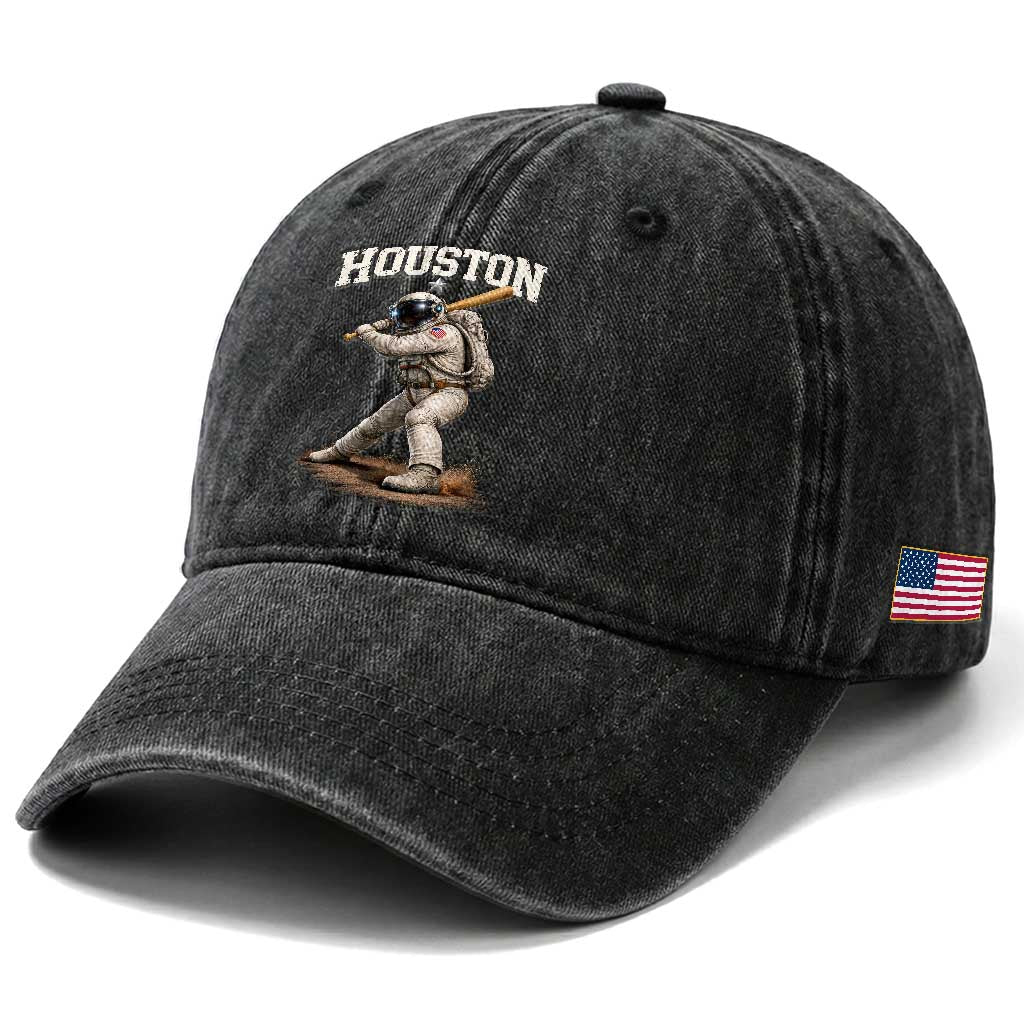 Houston Astronaut Baseball Player Washed Cotton Baseball Cap Clutch City TS10 Print Your Wear