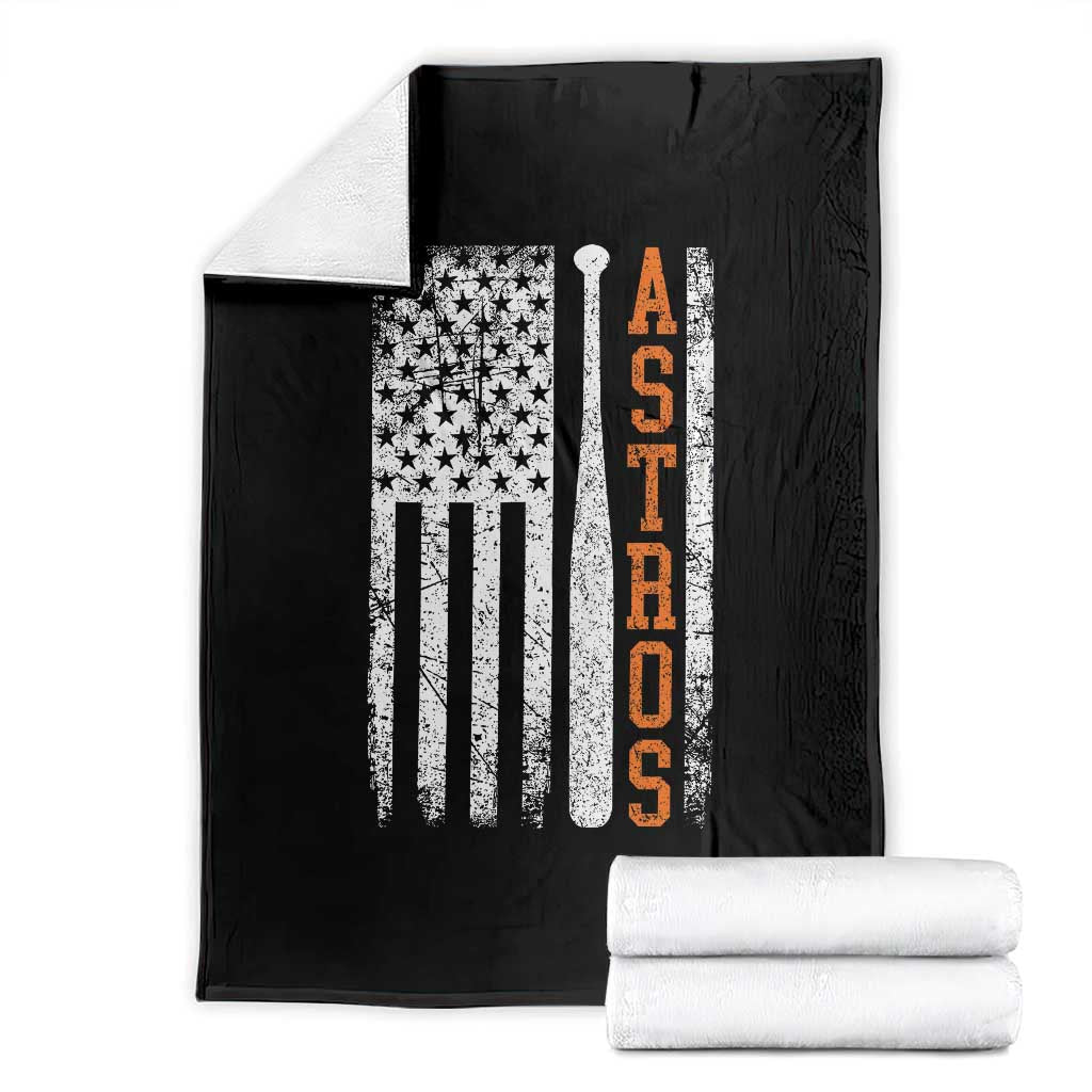 Vintage Astro Throw Blanket Last Name Baseball American Flag Retro Style 70s 80s 90s TS10 Black Print Your Wear