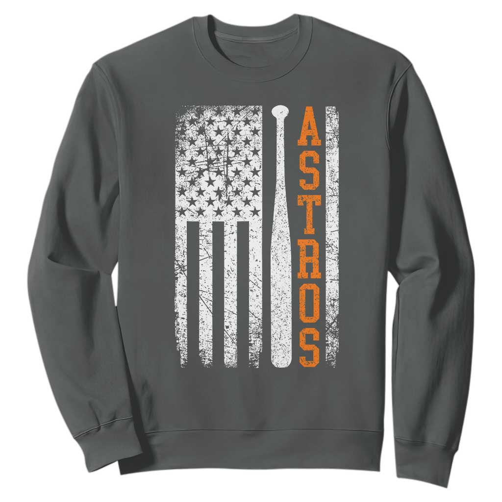 Vintage Astro Sweatshirt Last Name Baseball American Flag Retro Style 70s 80s 90s TS10 Dark Heather Print Your Wear