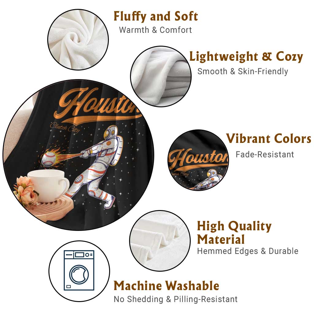 Houston Clutch City Throw Blanket Astronaut Baseball Player In Space TS10 Print Your Wear