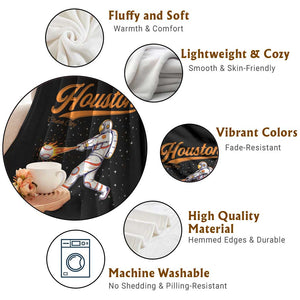 Houston Clutch City Throw Blanket Astronaut Baseball Player In Space TS10 Print Your Wear