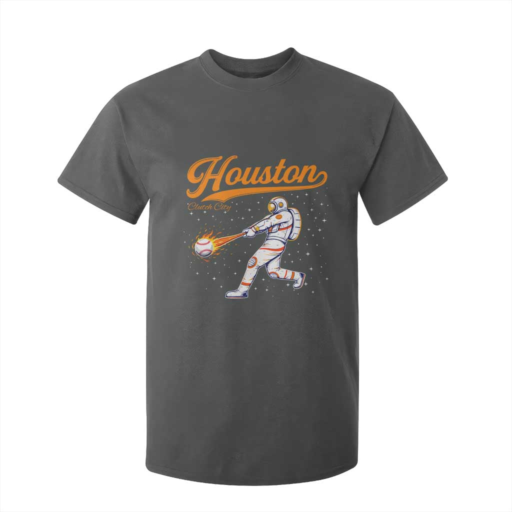 Houston Clutch City T Shirt For Kid Astronaut Baseball Player In Space TS10 Dark Heather Print Your Wear