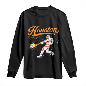 Houston Clutch City Long Sleeve Shirt Astronaut Baseball Player In Space TS10 Black Print Your Wear