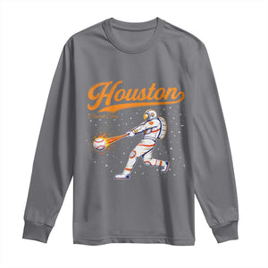 Houston Clutch City Long Sleeve Shirt Astronaut Baseball Player In Space TS10 Charcoal Print Your Wear