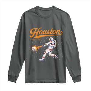 Houston Clutch City Long Sleeve Shirt Astronaut Baseball Player In Space TS10 Dark Heather Print Your Wear
