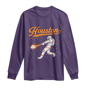 Houston Clutch City Long Sleeve Shirt Astronaut Baseball Player In Space TS10 Purple Print Your Wear