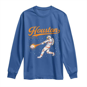 Houston Clutch City Long Sleeve Shirt Astronaut Baseball Player In Space TS10 Royal Blue Print Your Wear