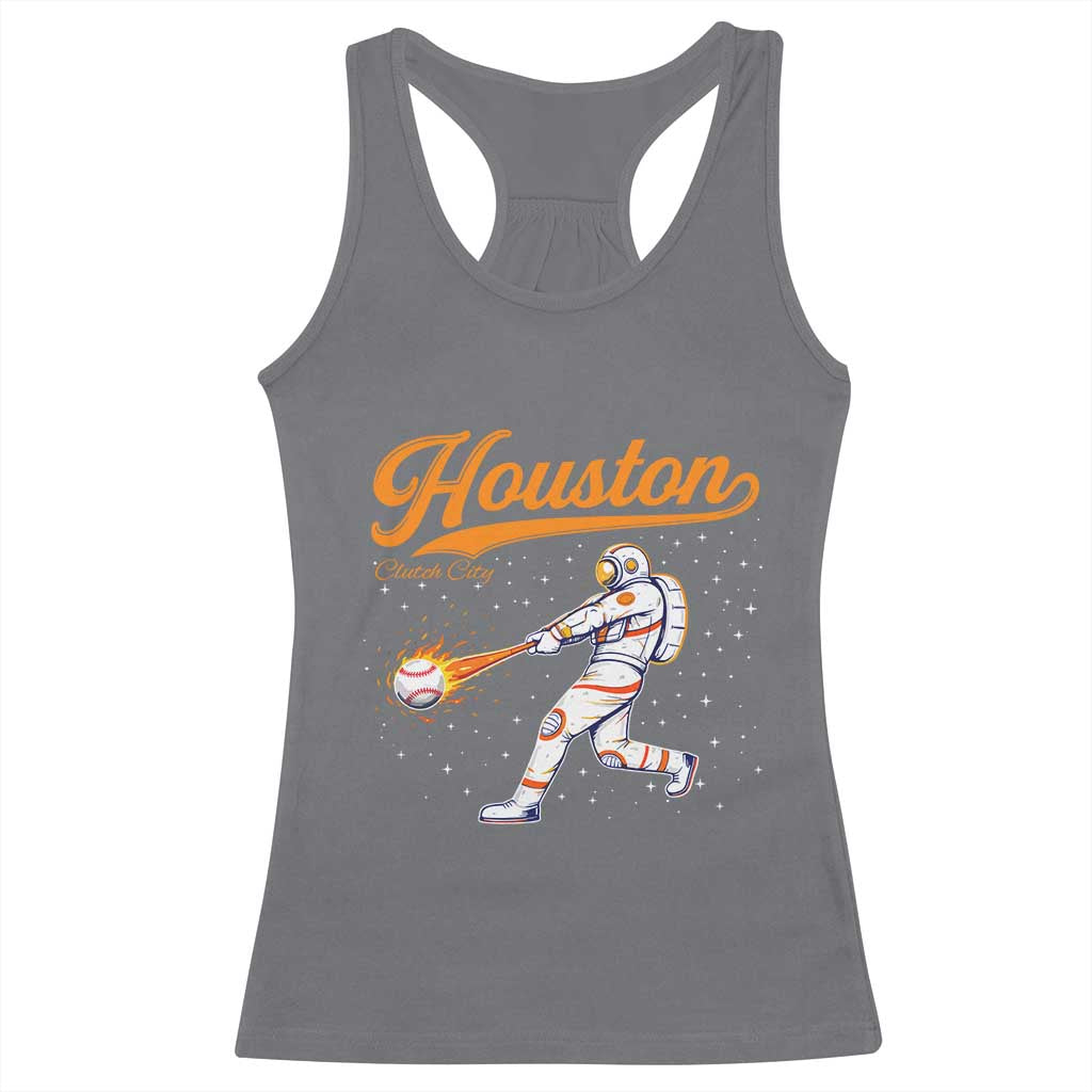 Houston Clutch City Racerback Tank Top Astronaut Baseball Player In Space TS10 Charcoal Print Your Wear