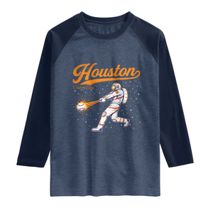 Houston Clutch City Raglan Shirt Astronaut Baseball Player In Space TS10 Heather Denim Navy Print Your Wear