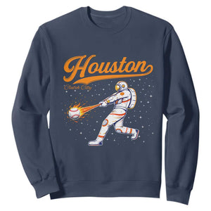 Houston Clutch City Sweatshirt Astronaut Baseball Player In Space TS10 Navy Print Your Wear