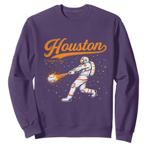 Houston Clutch City Sweatshirt Astronaut Baseball Player In Space TS10 Purple Print Your Wear