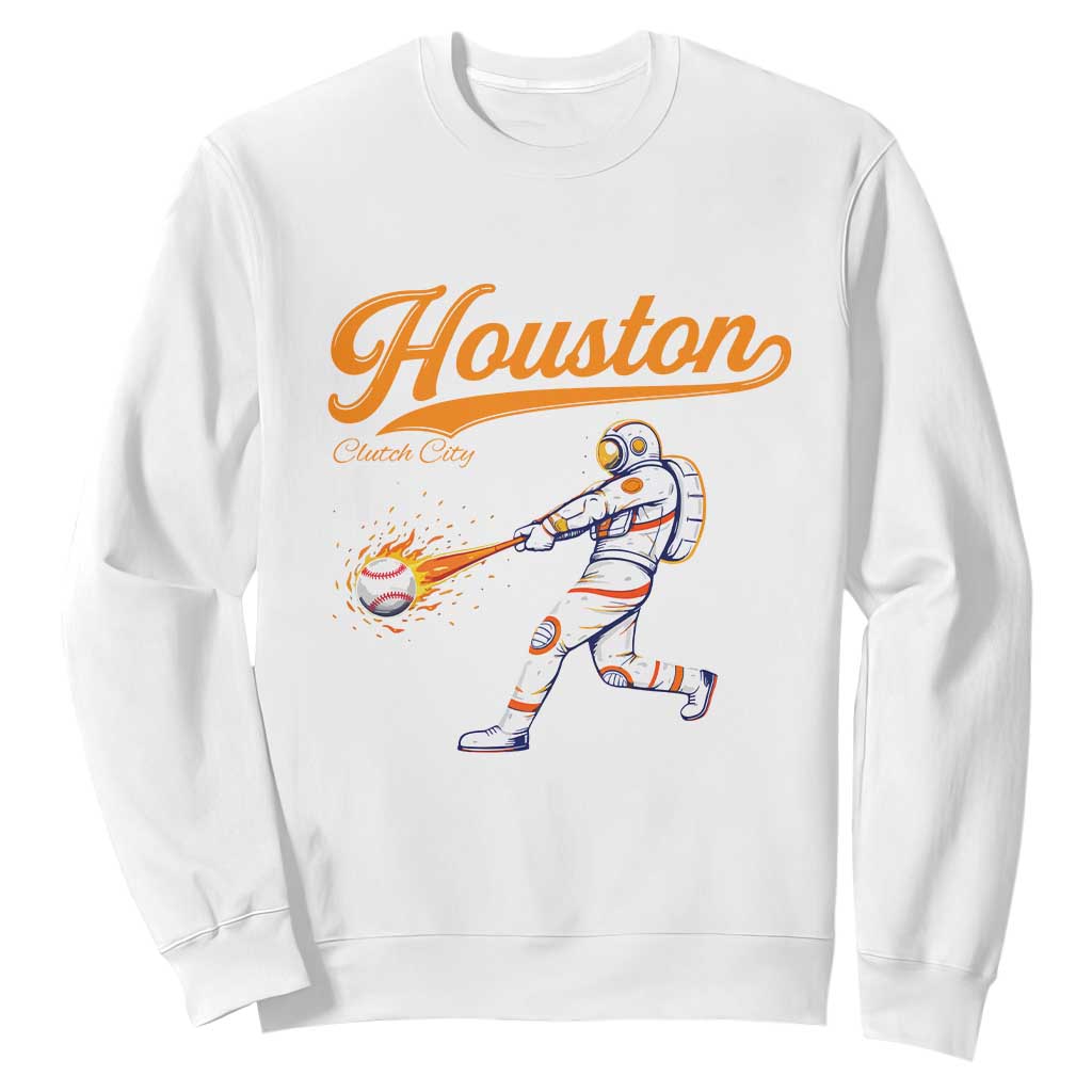 Houston Clutch City Sweatshirt Astronaut Baseball Player In Space TS10 White Print Your Wear