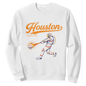 Houston Clutch City Sweatshirt Astronaut Baseball Player In Space TS10 White Print Your Wear