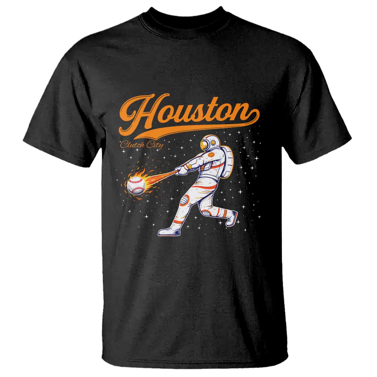 Houston Clutch City T Shirt Astronaut Baseball Player In Space TS10 Black Print Your Wear