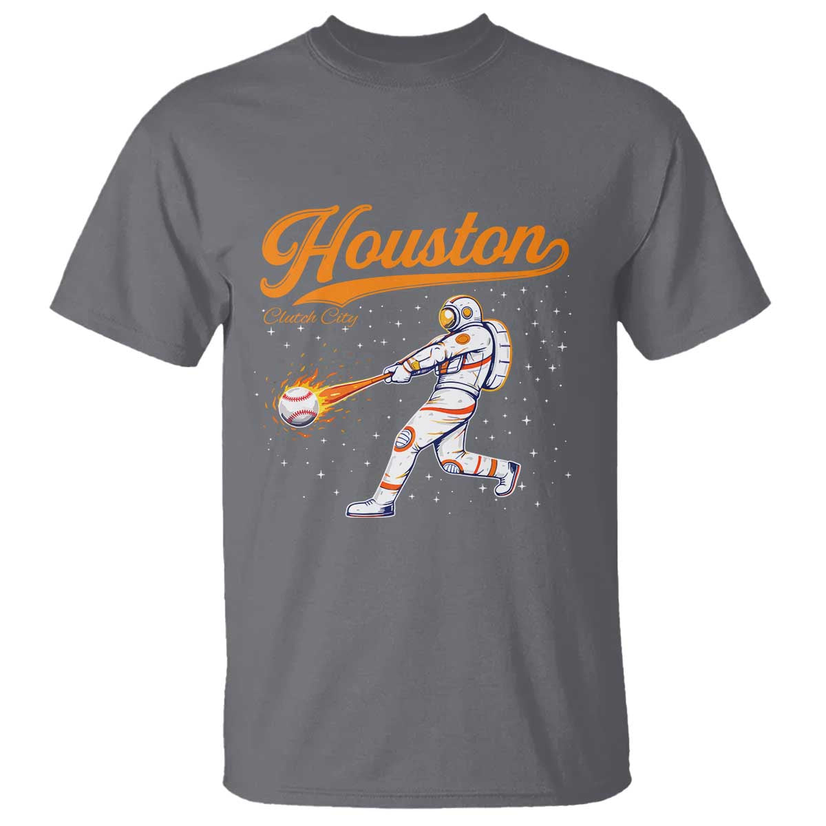 Houston Clutch City T Shirt Astronaut Baseball Player In Space TS10 Charcoal Print Your Wear