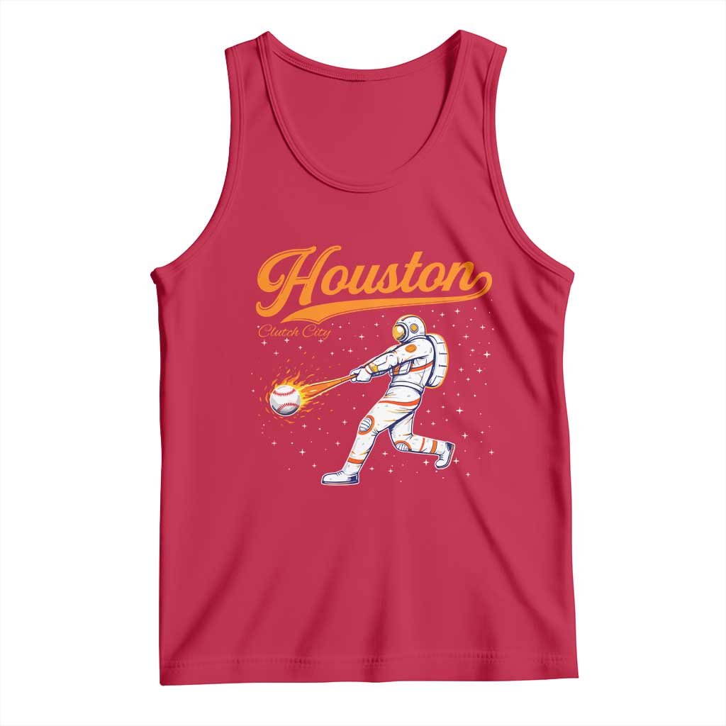 Houston Clutch City Tank Top Astronaut Baseball Player In Space TS10 Red Print Your Wear