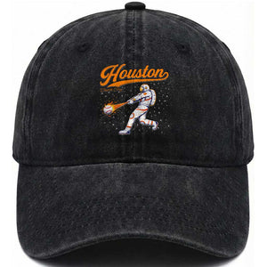 Houston Clutch City Washed Cotton Baseball Cap Astronaut Baseball Player In Space TS10 Print Your Wear