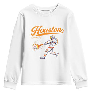 Houston Clutch City Youth Sweatshirt Astronaut Baseball Player In Space TS10 White Print Your Wear
