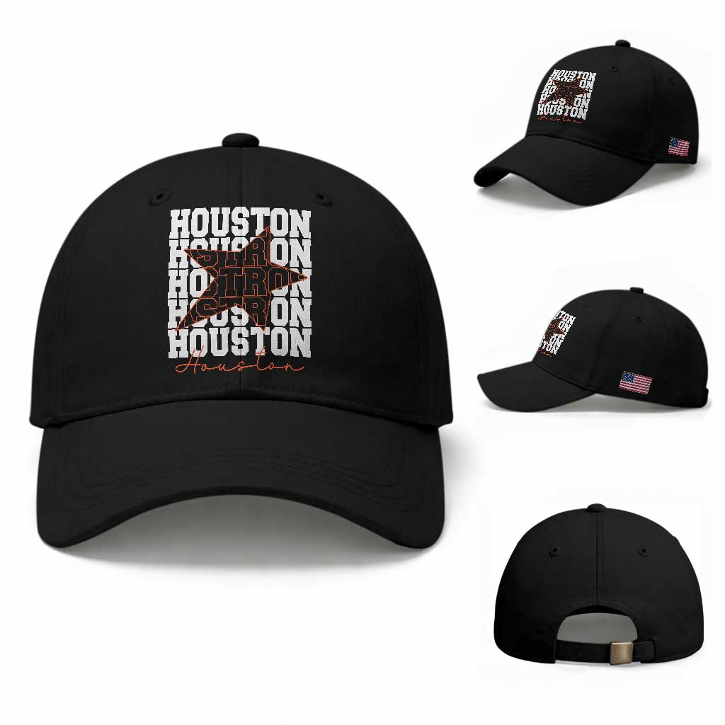 Houston Sport Baseball Fans Baseball Cap US State Vintage Graphic TS10 Baseball Cap Universal Fit Black Print Your Wear