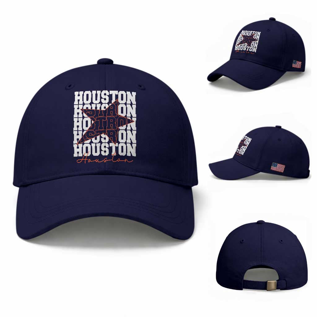 Houston Sport Baseball Fans Baseball Cap US State Vintage Graphic TS10 Baseball Cap Universal Fit Dark Blue Print Your Wear
